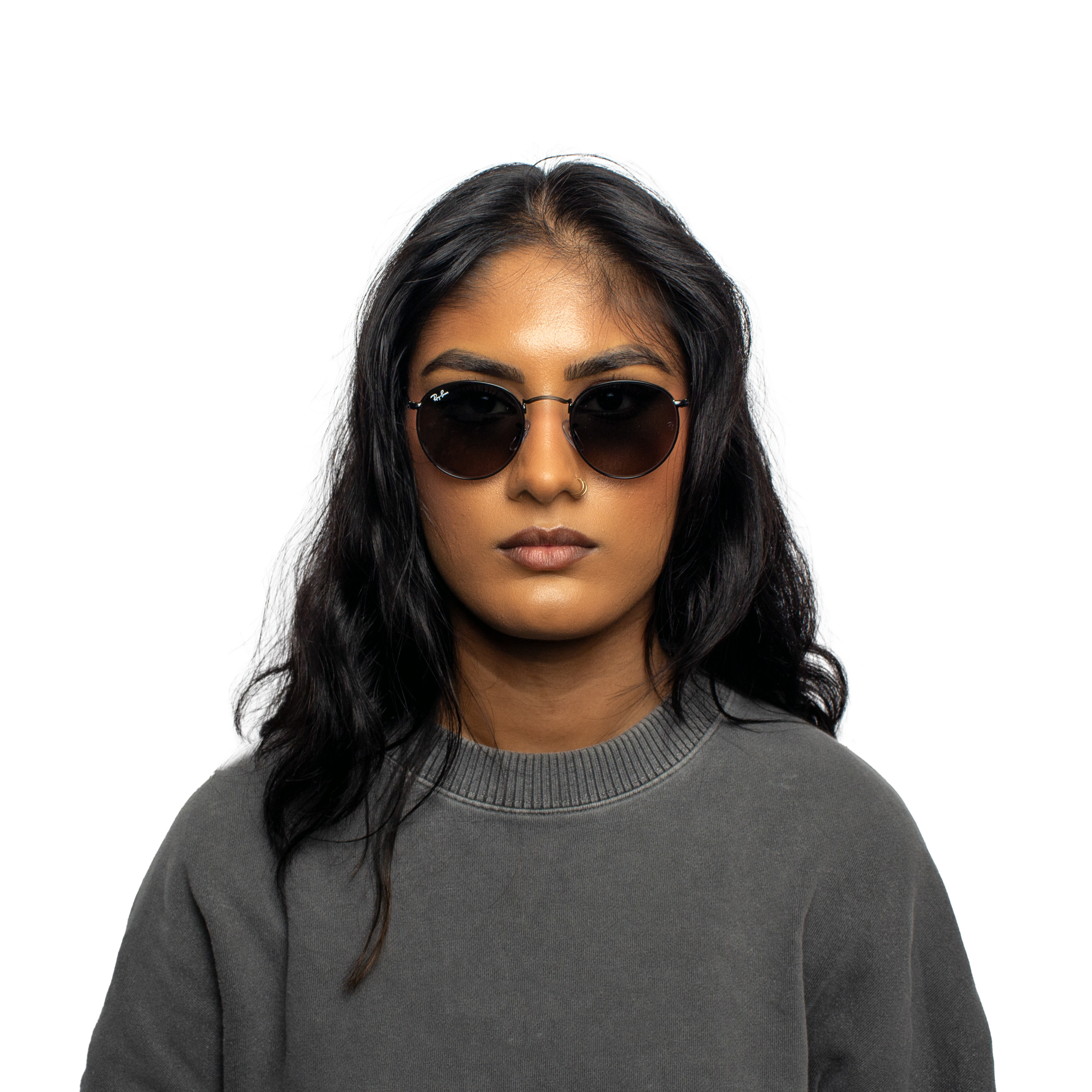 Round ray ban sunglasses black online